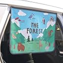 Magnetic Car Sun Shade Curtain for Side Window – Sun Blocker and UV Protector for Baby, Kids, and Pets – Universal Fit with Built-in Magnets for Steel-Framed Door (The Forest Season2)