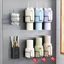 Magnetic Cup Holder for Fridge, Aufworld Tumbler Organizer Fits 20/30/40 oz Stanley Cups, Accessory Storage with Lid &amp; Straw Holder, Space-Saving Storage Rack for Kitchen Fridge (Black-Cup Holder Set)