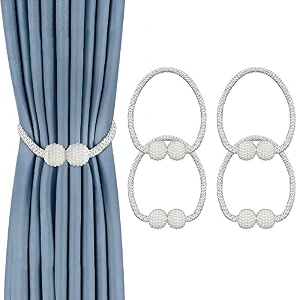 magnetic curtain tiebacks 4pcs convenient drape tie backs decorative curtain holdbacks holder curtain tiebacks for window draperies - pearl shape gray 4