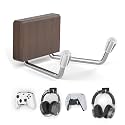 Magnetic Game Controller Holder: Walnut Wood Headphone Holder for Gamers - Headset Hanger Adhesive-Free 10lbs Strong Wall Mount for Xbox/PS5/Switch Controllers/PC Desk
