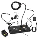 Magnetic Helping Hands Soldering Station with 5X LED Magnifying Lamp, 6 Flexible Arms, 360° Soldering Clamp, Heavy Duty Base, Magnetic Third Hand Tool for Precision Soldering, Electronics &amp; DIY
