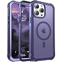 Magnetic for iPhone 13 Pro Max Case Heavy Duty Protection Dark Purple