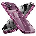 Magnetic for iPhone 18 Pro Case with Privacy Screen Protector &amp; Full Camera Cover,[Non-Yellowing] Shockproof Clear Phone Case Compatible with MagSafe Women Girls for iPhone18 Pro,Burgundy
