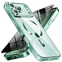 Magnetic for iPhone 18 Pro Case with Privacy Screen Protector &amp; Full Camera Cover,[Non-Yellowing] Shockproof Clear Phone Case Compatible with MagSafe Women Girls for iPhone18 Pro,Green