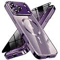 Magnetic for iPhone 18 Pro Case with Privacy Screen Protector &amp; Full Camera Cover,[Non-Yellowing] Shockproof Clear Phone Case Compatible with MagSafe Women Girls for iPhone18 Pro,Dark Purple