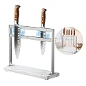 Magnetic Knife Block Stand - Marble Base Magnetic Knife Holder for Counter Top - Double Sided Knife Block without Knives - Stainless Steel Magnetic Kitchen knife holder - White