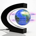 Magnetic Levitation Floating Rotating World Globe with LED Frame Lights, C Shape Levitating Globe, Touch Switch Night Light, Cool Tech Gifts for Men Dad Boys Kids, Office Desk Decor and STEM Gift