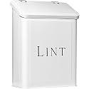Magnetic Lint Bin for Laundry Room, 2.5L Space-Saving Laundry Trash Can, Wall Mounted or Freestanding Dryer Lint Holder, White Farmhouse Design