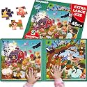 Magnetic Puzzles for Toddlers 2-4 - 2x48 Pieces Travel Games for Kids 3-5