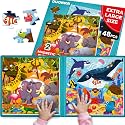 Magnetic Puzzles for Toddlers 3-5 - 2x48 Pieces Travel Games for Kids 2-4