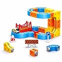 Magnetic Road Track Building Set for Kids, 80 Pieces, Colourful Construction Blocks with Toy Car, Bridge, Traffic Signs and Barriers, STEM Engineering Learning Play Set(Pack-10)