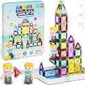 Magnetic Tiles Travel Set for Kids: 60pcs On-The-Go Holds 6-8 Layers