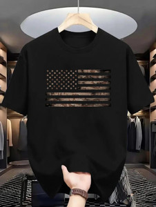 Magneto Printed Men Round Neck Black Multicolor