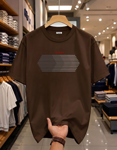 Magneto Printed Men Round Neck Brown T-Shirt