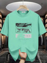 Magneto Printed Men Round Neck Light Green