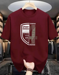 Magneto Printed Men Round Neck Maroon T-Shirt