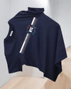 Magneto Printed Men Round Neck Navy Blue