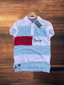 Magneto Striped Men Polo Neck White T-Shirt