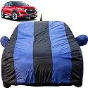 Magnite Dustproof Car Cover with Mirror &amp; Antenna Pockets, Royal Blue Stripes, Taffeta Polyster,Triple Stitched, Compatible with Nissan Magnite Car Cover (2020 to 2024), Magnite Car Accessories