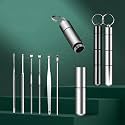 Magnova Ear Wax Cleaner - Resuable Ear Cleaner Tool Set with Storage Pack - Ear Wax Remover Tool Kit with Ear Curette Cleaner and Spring Ear Buds Cleaner 6 Pcs Set Silver