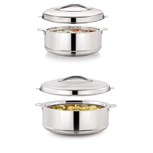 magnus rio stainless steel casserole with stainless steel lid - set of 2 3000 ml  5000 ml