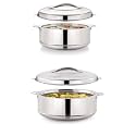 Magnus Rio Stainless Steel Casserole with Stainless Steel Lid - Set of 2 (3000 ml + 5000 ml)