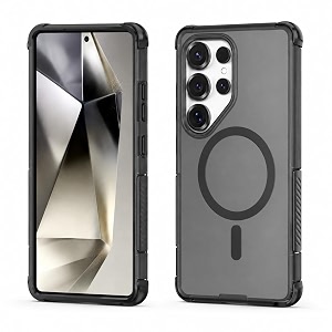 magpro armor case for samsung galaxy s24 ultra  strong magsafe compatible cover rugged hybrid protection hard pc back soft tpu bumper shockproof scratch resistant  black