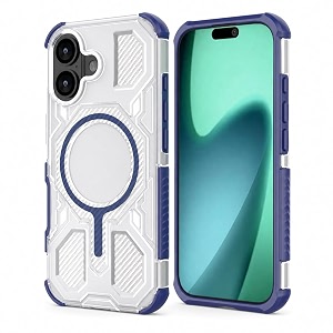 magpro armor grip case for apple iphone 17  strong magsafe compatible cover rugged hybrid protection hard pc back soft tpu bumper shockproof scratch resistant  blue