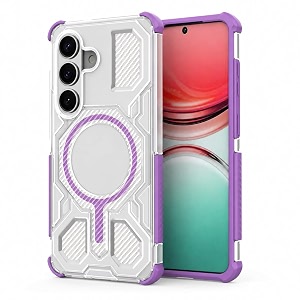 magpro armor grip case for samsung galaxy s26  strong magsafe compatible cover rugged hybrid protection hard pc back soft tpu bumper shockproof scratch resistant  purple
