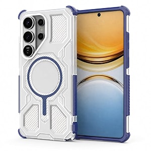 magpro armor grip case for samsung galaxy s26  strong magsafe compatible cover rugged hybrid protection hard pc back soft tpu bumper shockproof scratch resistant  blue
