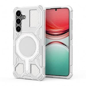 magpro armor grip case for samsung galaxy s25  strong magsafe compatible cover rugged hybrid protection hard pc back soft tpu bumper shockproof scratch resistant  white
