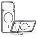 MagPro ClearBack Case with Stand for Apple iPhone 17 Pro Max/ 18 Pro Max Anti Yellow, Strong MagSafe Compatible Cover, Shockproof Armor, Scratch Resistant PC Hard Back Soft TPU Bumper Grey