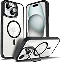 MagPro ClearBack Case with Stand for Apple iPhone 13/14 Anti Yellow, Strong MagSafe Compatible Cover, Shockproof Armor, Scratch Resistant Polycarbonate Hard Back with Soft TPU Bumper Black