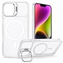 MagPro ClearBack Case with Stand for Apple iPhone 13/14 Anti Yellow, Strong MagSafe Compatible Cover, Shockproof Armor, Scratch Resistant Polycarbonate Hard Back with Soft TPU Bumper White