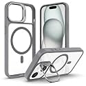 MagPro ClearBack Case with Stand for Apple iPhone 13/14 Anti Yellow, Strong MagSafe Compatible Cover, Shockproof Armor, Scratch Resistant Polycarbonate Hard Back with Soft TPU Bumper Grey
