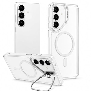 magpro clearback case with stand for samsung galaxy s26 anti yellow strong magsafe compatible cover shockproof armor scratch resistant polycarbonate hard back with soft tpu bumper white
