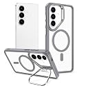 MagPro ClearBack Case with Stand for Samsung Galaxy S26 Anti Yellow, Strong MagSafe Compatible Cover, Shockproof Armor, Scratch Resistant Polycarbonate Hard Back with Soft TPU Bumper Grey