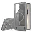MagPro L Case with Stand for Samsung Galaxy S25 Ultra | Strong Magnetic Compatible Cover, Hybrid Hard PC Back, Soft TPU Bumper, Shockproof Armor, Scratch Resistant | Translucent Matte Grey
