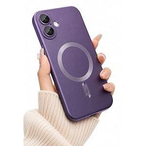 magpro metallic finish case for apple iphone 17  magsafe compatible magnetic cover matte luxury metallic luster shockproof tpu camera lens guard wireless charging compatible  purple