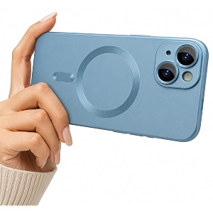 magpro metallic finish case for apple iphone 17  magsafe compatible magnetic cover matte luxury metallic luster shockproof tpu camera lens guard wireless charging compatible  blue