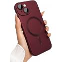 MagPro Metallic Finish Case for Apple iPhone 13/14 | MagSafe Compatible Magnetic Cover, Matte Luxury Metallic Luster, Shockproof TPU, Camera Lens Guard, Wireless Charging Compatible | Red