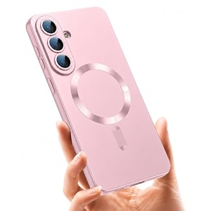 magpro metallic finish case for samsung galaxy s26 5g  magsafe compatible magnetic cover matte luxury metallic shockproof tpu camera lens guard wireless charging compatible  rose pink