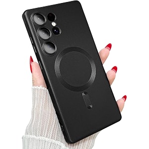magpro metallic finish case for samsung galaxy s25 ultra 5g  magsafe compatible magnetic cover matte luxury metallic shockproof tpu camera lens guard wireless charging compatible  black