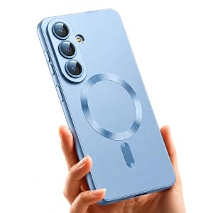 magpro metallic finish case for samsung galaxy s26 5g  magsafe compatible magnetic cover matte luxury metallic luster shockproof tpu camera lens guard wireless charging compatible  blue