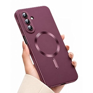 magpro metallic finish case for samsung galaxy a17 5g  f17 5g  m17 5g  magsafe compatible magnetic cover matte luxury metallic shockproof tpu camera lens guard wireless charging red