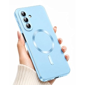 magpro metallic finish case for samsung galaxy a57 5g  magsafe compatible magnetic cover matte luxury metallic luster shockproof tpu camera lens guard wireless charging compatible  blue