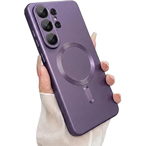 magpro metallic finish case for samsung galaxy s26 ultra magsafe compatible magnetic cover matte luxury metallic luster shockproof tpu camera lens guard wireless charging compatible purple