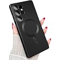MagPro Metallic Finish Case for Samsung Galaxy S25 Ultra 5G | MagSafe Compatible Magnetic Cover, Matte Luxury Metallic, Shockproof TPU, Camera Lens Guard, Wireless Charging Compatible | Black