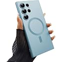 MagPro Metallic Finish Case for Samsung Galaxy S24 Ultra 5G | MagSafe Compatible Magnetic Cover, Matte Luxury Metallic, Shockproof TPU, Camera Lens Guard, Wireless Charging Compatible | Blue