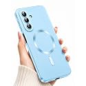 MagPro Metallic Finish Case for Samsung Galaxy A17 5G/ F17 5G/ M17 5G MagSafe Compatible Magnetic Cover, Matte Luxury Metallic Luster, Shockproof TPU, Camera Lens Guard, Wireless Charging Blue